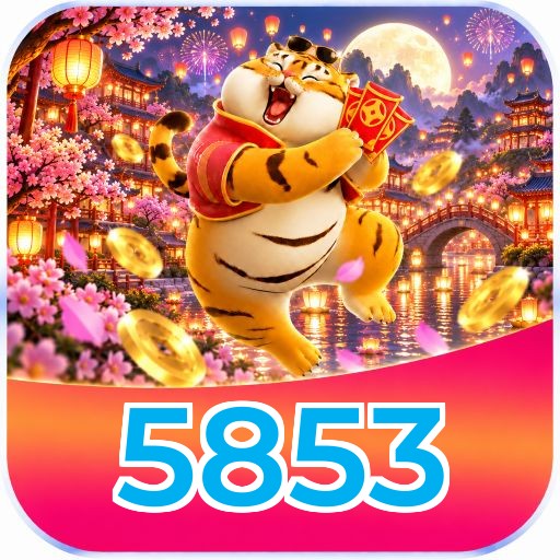 Interface da plataforma 5853 mostrando slots populares e bônus de boas-vindas